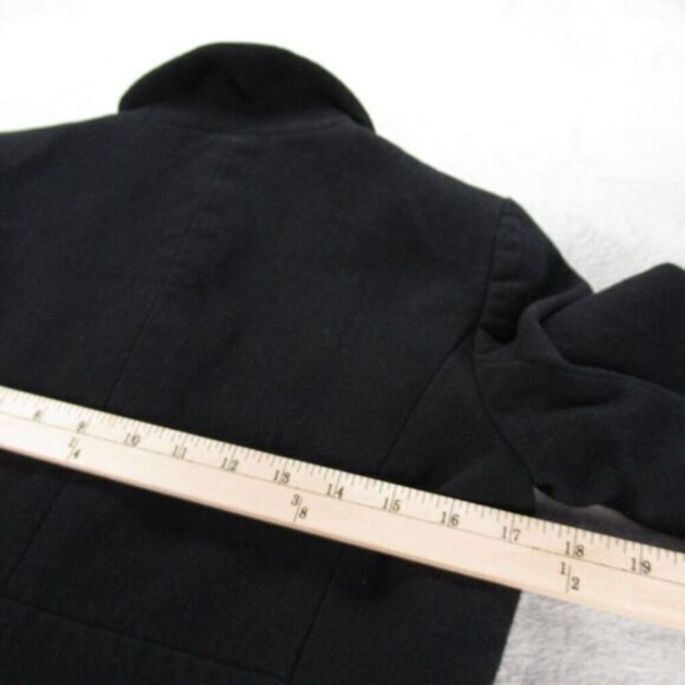J Crew Wool Blend Jacket Womens 4 Black Lined Ruffle Button Front Peacoat‎ - Picture 14 of 15